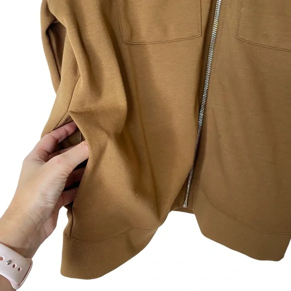 H & M Brown Sweatshirt Preppy Academia Zip Up Bomber Jacket Pockets XXL - Picture 8 of 10